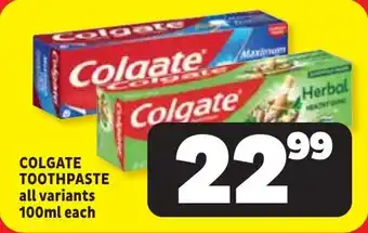 Usave Colgate Toothpaste offer