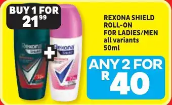 Usave Rexona shield roll-on for ladies/ men offer