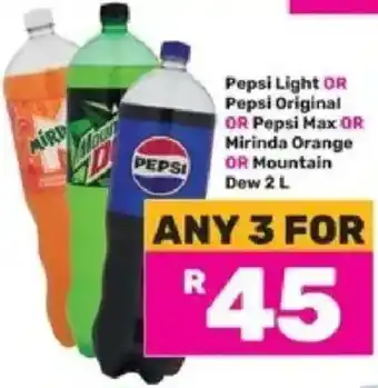 Game Pepsi Light or Pepsi Original or Pepsi Max or Mirinda Orange or Mountain Dew offer