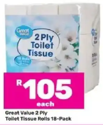 Game Great Value 2 Ply Toilet Tissue Rolls offer