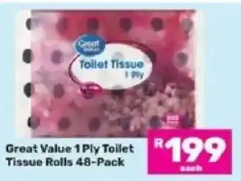 Game Great Value 1 Ply Toilet Tissue Rolls offer