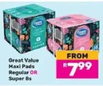 Game Great Value Maxi Pads Regular or Super offer
