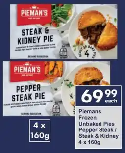 President Hyper Piemans Frozen Unbaked Pies Pepper Steak/ Steak & Kidney offer