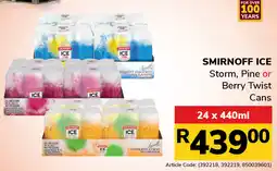 Jumbo Smirnoff Ice Storm, Pine or Berry Twist Cans offer