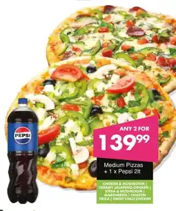 Save Medium Pizzas and Pepsi offer