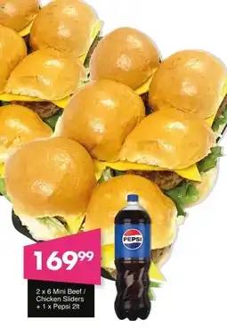 Save Mini Beef/ Chicken Sliders + Pepsi offer