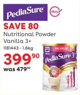 BabiesRUs PediaSure Nutritional Powder Vanilla 3+ offer
