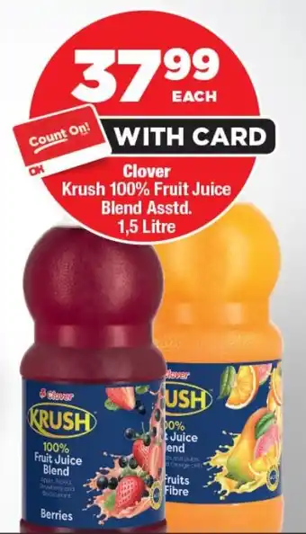 OK Foods Clover Krush 100% Fruit Juice Blend offer