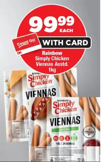 OK Foods Rainbow Simply Chicken Viennas offer