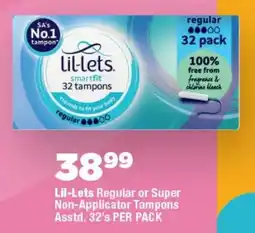 OK Foods Lil-Lets Regular or Super Non-Applicator Tampons offer