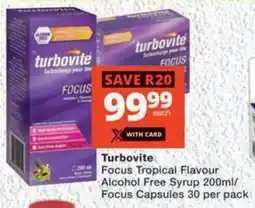 MediRite Turbovite Focus Tropical Flavour Alcohol Free Syrup/ Focus Capsules offer