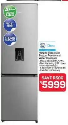 Pick n Pay Metallic Fridge with Bottom Freezer and Water Dispenser offer