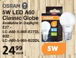 Mica Osram 5W LED A60 Classic Globe offer