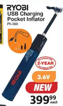 Mica Ryobi USB Charging Pocket Inflator offer