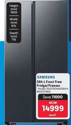 Makro Samsung 564 L Frost Free Fridge/Freezer offer
