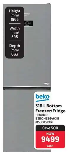 Makro Beko 316 L Bottom Freezer/Fridge offer