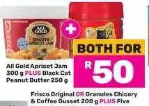 Game All Gold Apricot Jam 300g PLUS Black Cat Peanut Butter 250g offer
