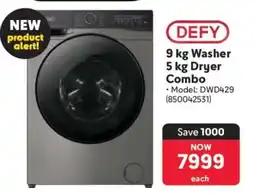 Makro DEFY 9 kg Washer 5 kg Dryer Combo offer