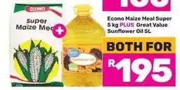 Game Econo Maize Meal Super 5 kg PLUS Great Value Sunflower Oil 5L offer