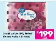Game Great Value 1 Ply Toilet Tissue Rolls 48-Pack offer