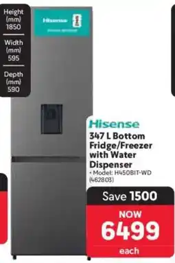 Makro Hisense Bottom Fridge/ Freezer with Water Dispenser offer