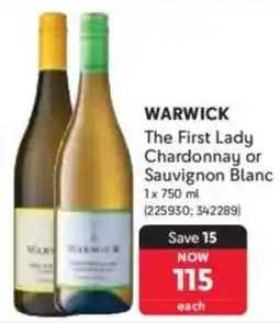 Makro Warwick The First Lady Chardonnay or Sauvignon Blanc offer