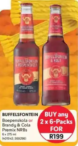 Makro Buffelsfontein Boepenskola or Brandy & Cola Premix NRBs offer