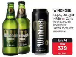 Makro Windhoek Lager, Draught NRBs or Cans offer