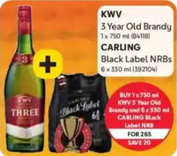 Makro KWV 3 Year Old Brandy and Carling Black Label NRBs offer