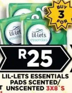 Goal Supermarket Lil-lets essentials pads scented/ unscented offer
