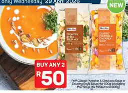 Pick n Pay PnP Classic Pumpkin & Chickpea Soup or Country Style Soup Mix 600g offer