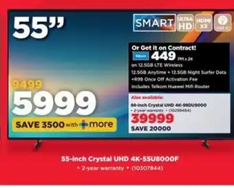 HiFi Corp 55-inch Crystal UHD 4K-55U8000F offer