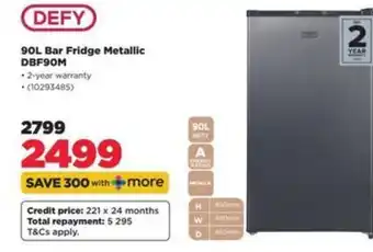 90L Bar Fridge Metallic