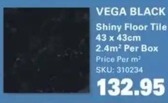 Vega black shiny floor tile