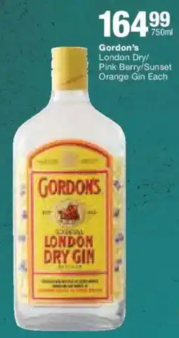 Liquor Shop Gordon's London Dry/ Pink Berry/ Sunset Orange Gin offer