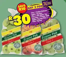 Shoprite Class 1 Golden Delicious Apples/ Class 1 Red Apples/ Class 1 Granny Smith Apples/ Class 1 Pears offer