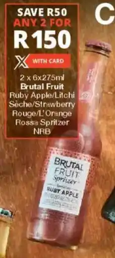 Checkers Liquor Shop Brutal Fruit Ruby Apple/ Litchi Sèche/ Strawberry Rouge/ L'Orange Rossa Spritzer NRB offer