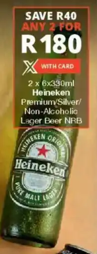 Checkers Liquor Shop Heineken Premium/ Silver/ Non-Alcoholic Lager Beer NRB offer