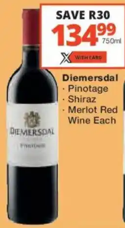 Checkers Liquor Shop Diemersdal Pinotage, Shiraz, Merlot Red Wine offer