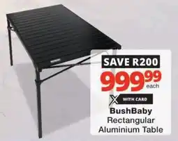 Checkers BushBaby Rectangular Aluminium Table offer