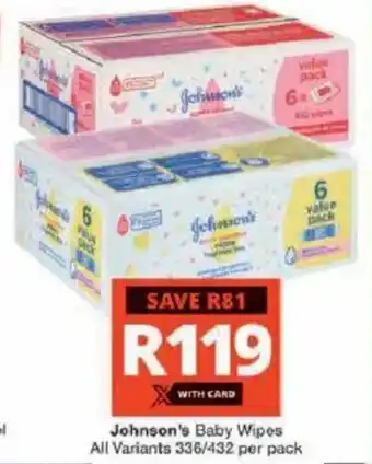 Checkers Hyper Johnson's Baby Wipes All Variants offer