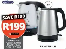 Checkers Hyper Ottimo 360 Glass/ Stainless Steel Cordless Kettle offer