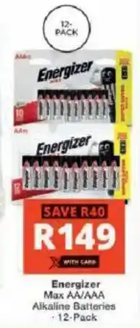 Checkers Hyper Energizer Max AA/ AAA Alkaline Batteries offer