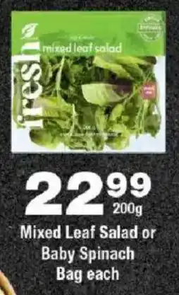 OK urban Mixed Leaf Salad or Baby Spinach Bag offer