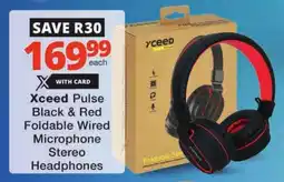 Checkers Xceed Pulse Black & Red Foldable Wired Microphone Stereo Headphones offer