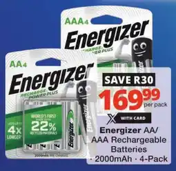Checkers Energizer AA/ AAA Rechargeable Batteries offer