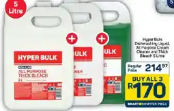 Pick n Pay Hyper Bulk Dishwashing Liquid, All Purpose Cream Cleaner and Thick Bleach offer