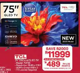 Pick n Pay TCL 75" 190cm QLED TV offer