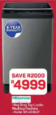 Pick n Pay Hisense Grey Top Loader Washing Machine offer