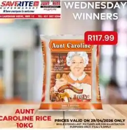 Saverite Aunt caroline rice prices 10 kg offer